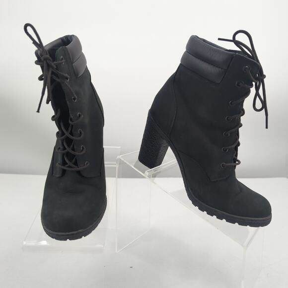 Timberland Tillston Heeled Boots Sz 7.5 Black Suede Baddie Streetwear Punk Goth - Picture 2 of 14